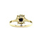 vintage Gouden vintage entourage ring met saffier en diamant 14 kt