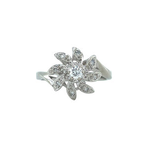 White gold ring with diamond 14 kt
