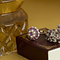 vintage Gouden vintage entourage mid century ring robijn en parel 14 kt