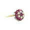 vintage Gouden vintage entourage mid century ring robijn en parel 14 kt