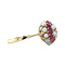 vintage Gouden vintage entourage mid century ring robijn en parel 14 kt