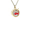 vintage Golden vintage drum pendant with mother-of-pearl and colored stone 14 kt