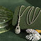vintage Zilveren vintage collier met witgouden hanger met diamant 14 krt/925