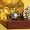 vintage Witgouden vintage ring met saffier en parel 14 krt