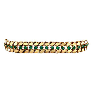 Gouden fantasie armband met smaragd 14 krt