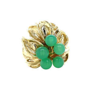 Gold ring with chrysoprase14 kt