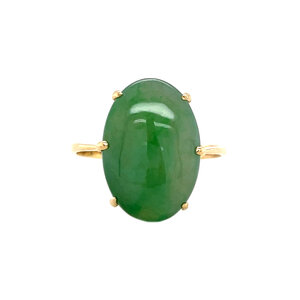 Gold ring with jade 18 kt