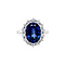 vintage White gold entourage ring with sapphire and zirconia 14 kt