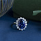vintage White gold entourage ring with sapphire and zirconia 14 kt