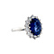 vintage White gold entourage ring with sapphire and zirconia 14 kt