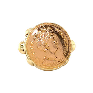 Gouden munt ring 14 krt