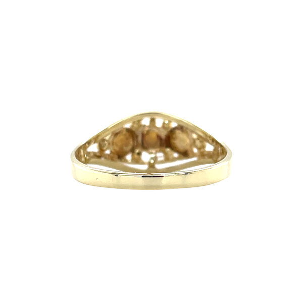 vintage Gouden vintage trigolie ring met bloedkoraal 14 kt