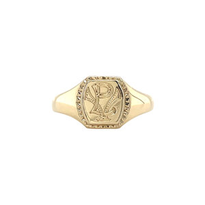 Gouden zegelring met gravure 14 kt