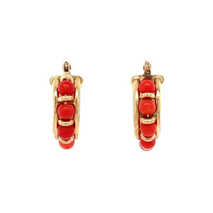 Gold earrings with blood coral 14 kt