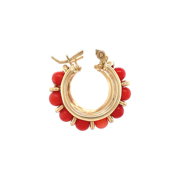 vintage Gouden vintage oorringen met bloedkoraal 14 kt