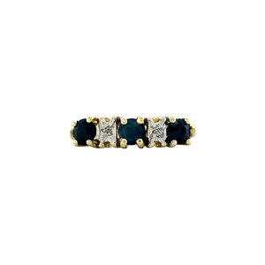 Gold ring with sapphire and diamond 14 kt