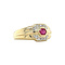 vintage Gouden vintage ring met robijn en diamant 14 kt