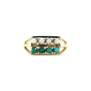 Gold ring with turquoise and opal 14 kt
