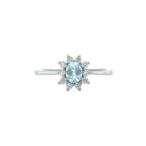 Witgouden ring met topaas en diamant 14 kt