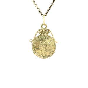 Gold coin pendant 14 kt