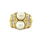 vintage Yellow gold vintage ring with pearl and diamond 18 kt