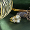 vintage Geelgouden vintage ring met parel en diamant 18 krt