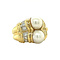 vintage Yellow gold vintage ring with pearl and diamond 18 kt