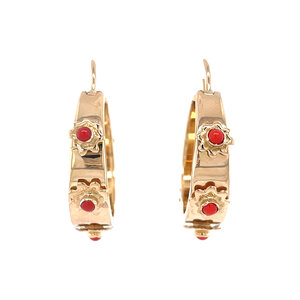 Rose-gold earrings with colored stone 14 kt