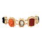 vintage Gouden vintage armband met camee, onyx, bloedkoraal, agaat en labradoriet 14 kt