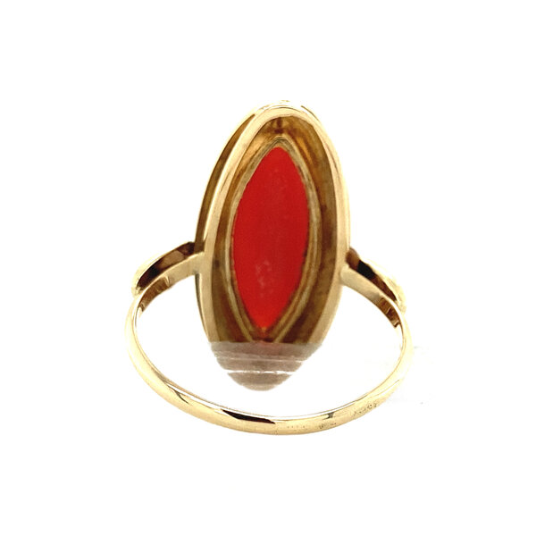 vintage Gouden vintage ring met bloedkoraal 14 kt