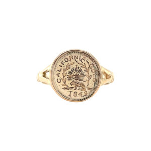 Gold coin ring 14 kt