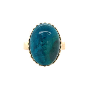 Roségouden ring met chrysocolla 14 kt