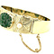 vintage Golden vintage bangle with jade and pearl 14 kt