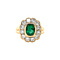 vintage Gold vintage halo ring with emerald and diamond 18 kt
