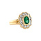 vintage Gouden vintage entourage ring met smaragd en diamant 18 krt