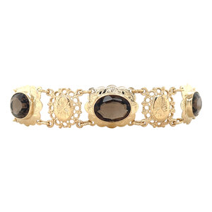 Gouden armband met rookkwarts 14 kt