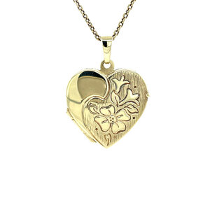 Gold heart medallion with engraving 14 kt