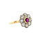 vintage Gold vintage entourage ring with ruby and diamond 18 kt