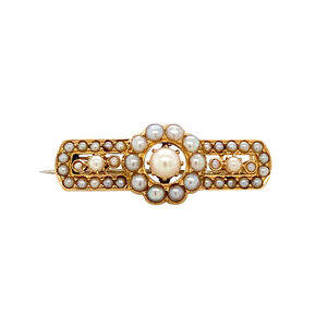 Gold brooch with pearl 18 kt