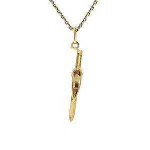Gold cross-country ski pendant 14 kt