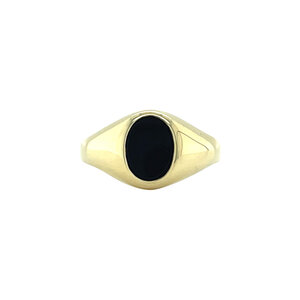 Gold signet ring with onyx 14 kt
