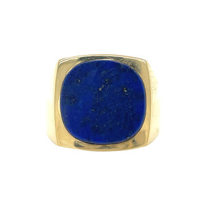 Gold signet ring with lapis lazuli 18 kt