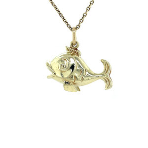 Gold fish pendant 14 kt