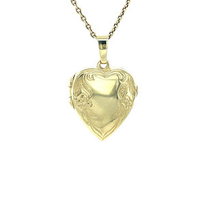 Gouden hart medaillon met gravure 14 kt