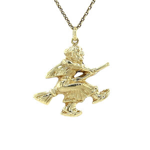 Gold witch pendant 14 kt