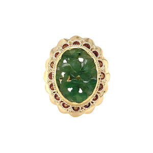 Gouden ring met jade 14 kt
