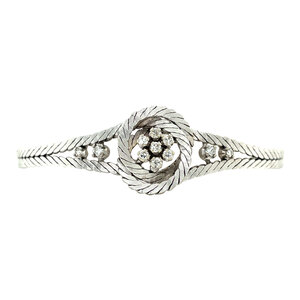 Witgouden armband met diamant 14 kt