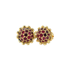Gold ear studs with ruby 18 kt