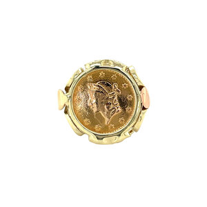 Gouden munt ring 14 kt