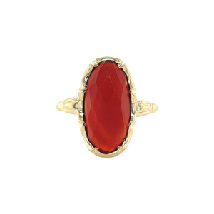 Gold ring with carnelian 14 kt